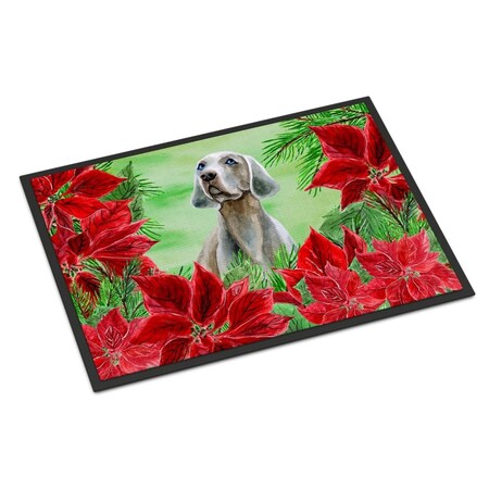 Carolines Treasures Weimaraner Poinsettas Indoor or Outdoor Mat, 18 x 27 in. CK1322MAT